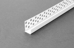 NAF12001CPR / PERFORATED “C” SHAPED SELF-BLOCKING GALVANIZED STEEL EDGING BEAD FOR VEILS - PRE-PAINTED WHITE