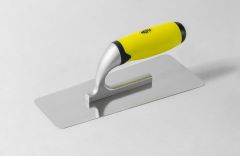 NATG37001-03 / SUPER PROFESSIONAL TROWEL IN STAINLESS STEEL, FLAT TRAPEZOIDAL BLADE, RUBBER HANDLE, ROUNDED EDGES - AKIFIX®