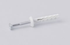 NF09065-66 - NF10010-26 / WHITE NYLON HAMMER ANCHOR DEVIL™ WITH LARGE MUSHROOM HEAD AND GALVANISED WHITE SCREW - BEST QUALITY