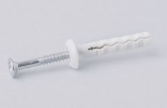 NF09065-66 - NF10010-26 / WHITE NYLON HAMMER ANCHOR DEVIL™ WITH LARGE MUSHROOM HEAD AND GALVANISED WHITE SCREW - BEST QUALITY