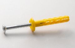 NF10003CH-06CH / DEVIL YELLOW NYLON HAMMER ANCHOR WITH WIDE MUSHROOM HEAD WITH GALVANISED WHITE SPECIAL SCREW - BEST QUALITY