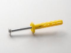 NF10001-02-03-27-28 / DEVIL™ YELLOW NYLON HAMMER ANCHOR WITH WIDE MUSHROOM HEAD WITH GALVANISED WHITE SCREW